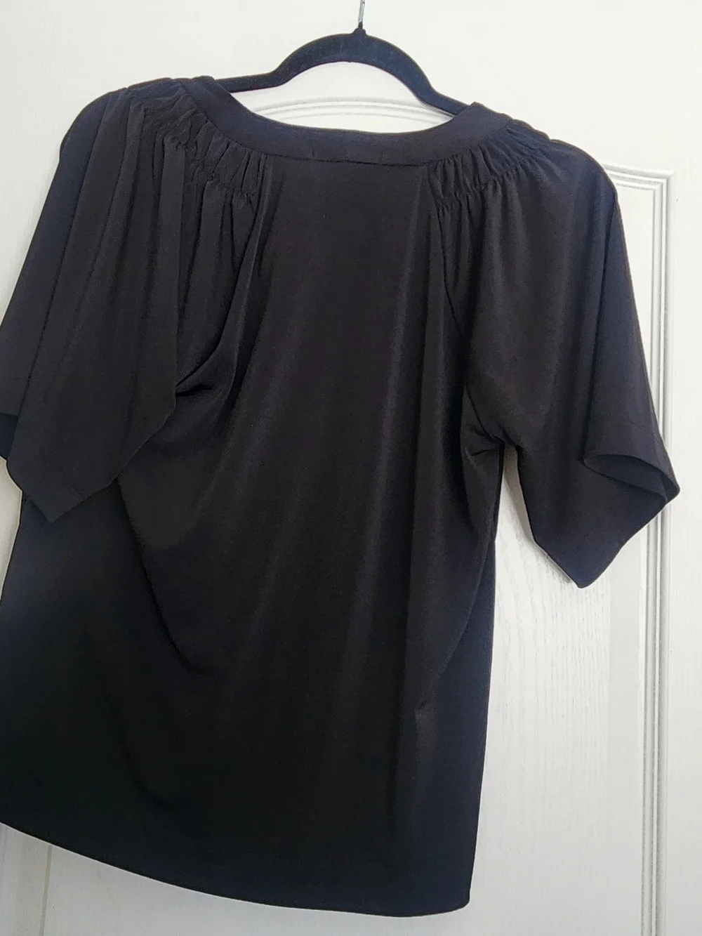 Banana Republic Black V-Neck Puff Sleeve Top S Euc